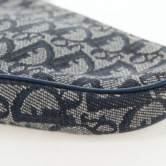 Christian Dior Trotter Canvas Saddle Pouch Navy Gold Auth am12177V