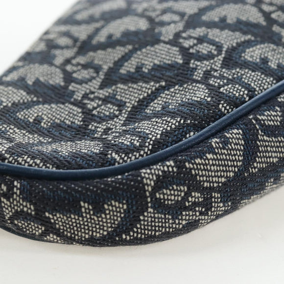 Christian Dior Trotter Canvas Saddle Pouch Navy Gold Auth am12177V