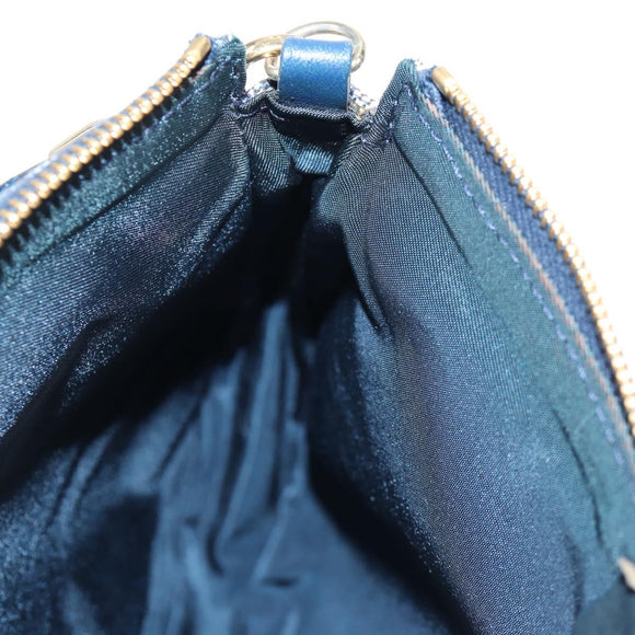 Christian Dior Trotter Canvas Saddle Pouch Navy Gold Auth am12177V