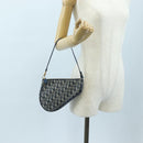Christian Dior Trotter Canvas Saddle Pouch Navy Gold Auth am12177V-22