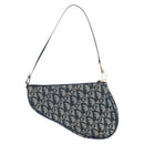 Christian Dior Trotter Canvas Saddle Pouch Navy Gold Auth am12177V-3