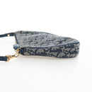 Christian Dior Trotter Canvas Saddle Pouch Navy Gold Auth am12177V-4