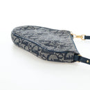Christian Dior Trotter Canvas Saddle Pouch Navy Gold Auth am12177V-5