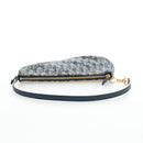 Christian Dior Trotter Canvas Saddle Pouch Navy Gold Auth am12177V-7