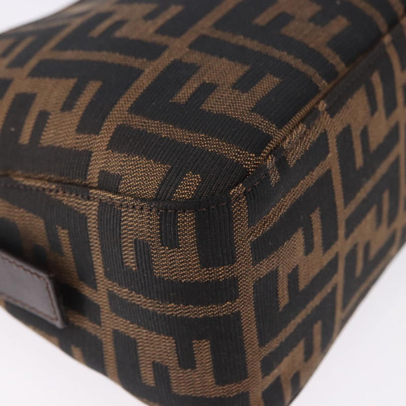 FENDI Zucca Canvas Mamma Baguette Shoulder Bag Black Brown Auth am12180V