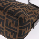 FENDI Zucca Canvas Mamma Baguette Shoulder Bag Black Brown Auth am12180V-11
