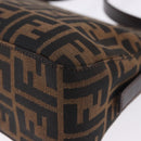 FENDI Zucca Canvas Mamma Baguette Shoulder Bag Black Brown Auth am12180V-13