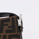 FENDI Zucca Canvas Mamma Baguette Shoulder Bag Black Brown Auth am12180V-14