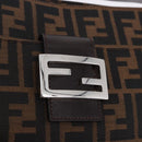 FENDI Zucca Canvas Mamma Baguette Shoulder Bag Black Brown Auth am12180V-15