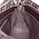 FENDI Zucca Canvas Mamma Baguette Shoulder Bag Black Brown Auth am12180V-20