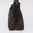 FENDI Zucca Canvas Mamma Baguette Shoulder Bag Black Brown Auth am12180V-4