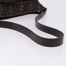 FENDI Zucca Canvas Mamma Baguette Shoulder Bag Black Brown Auth am12180V-7