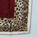 Christian Dior Leopard Scarf Silk Bordeaux Auth am12187M-10