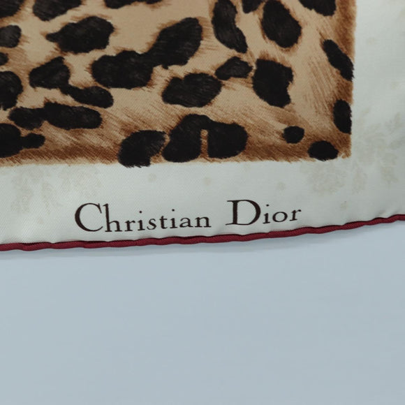 Christian Dior Leopard Scarf Silk Bordeaux Auth am12187M
