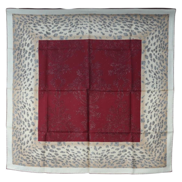 Christian Dior Leopard Scarf Silk Bordeaux Auth am12187M