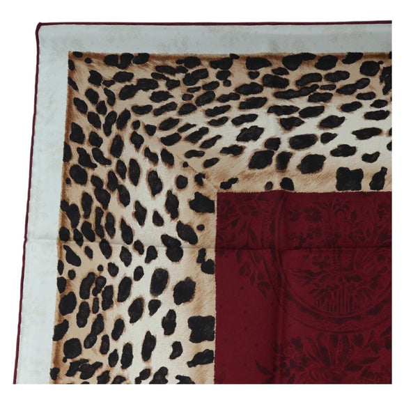Christian Dior Leopard Scarf Silk Bordeaux Auth am12187M