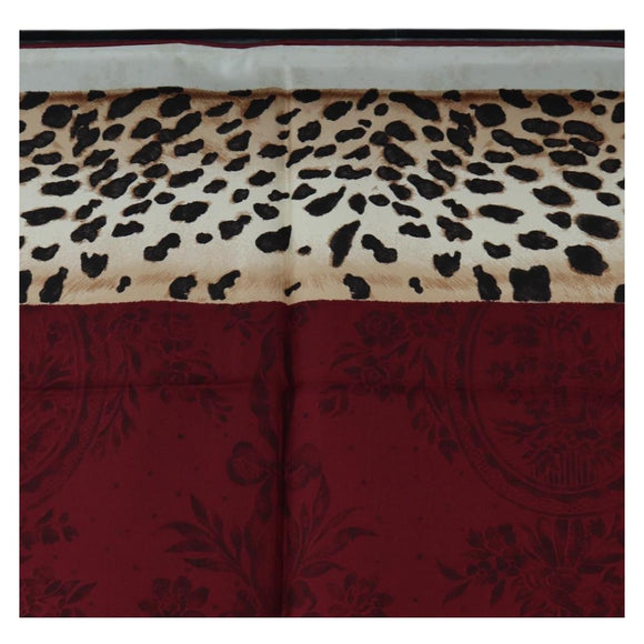 Christian Dior Leopard Scarf Silk Bordeaux Auth am12187M