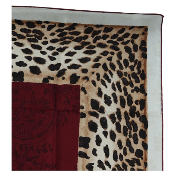 Christian Dior Leopard Scarf Silk Bordeaux Auth am12187M
