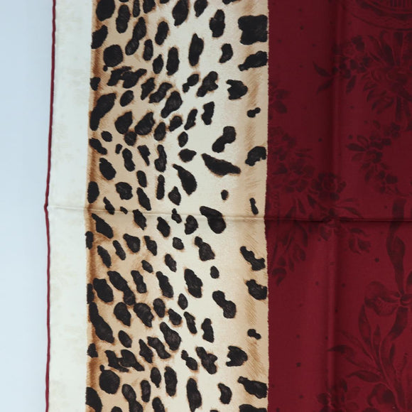 Christian Dior Leopard Scarf Silk Bordeaux Auth am12187M