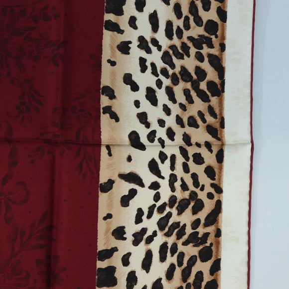 Christian Dior Leopard Scarf Silk Bordeaux Auth am12187M