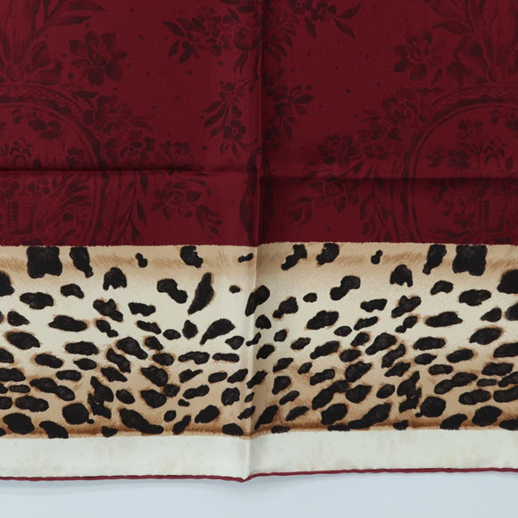 Christian Dior Leopard Scarf Silk Bordeaux Auth am12187M