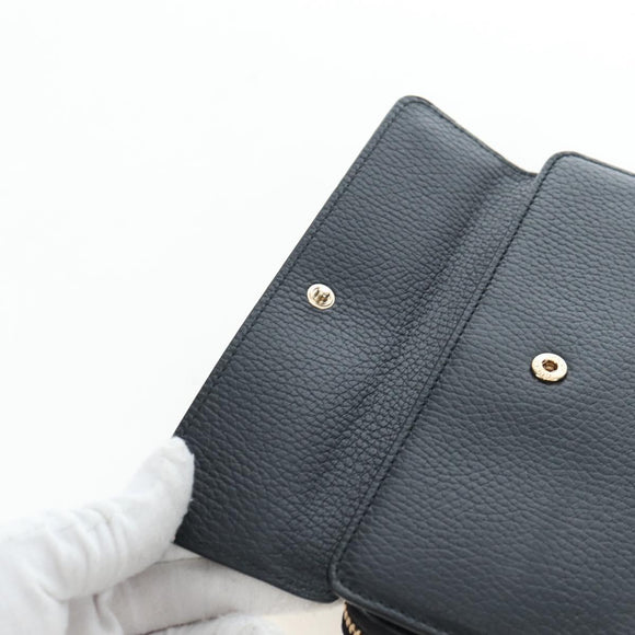 GUCCI Interlocking Round Long Wallet Leather Outlet Black 449397 Auth am12188V