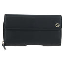 GUCCI Interlocking Round Long Wallet Leather Outlet Black 449397 Auth am12188V-13