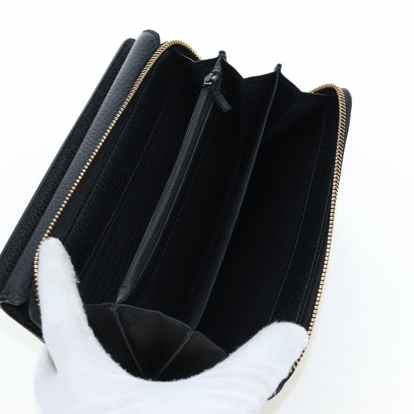 GUCCI Interlocking Round Long Wallet Leather Outlet Black 449397 Auth am12188V