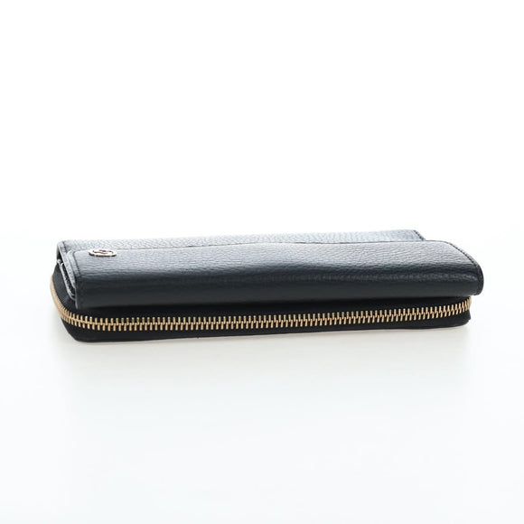 GUCCI Interlocking Round Long Wallet Leather Outlet Black 449397 Auth am12188V