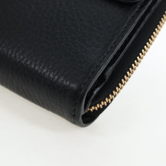 GUCCI Interlocking Round Long Wallet Leather Outlet Black 449397 Auth am12188V