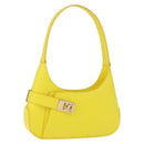 Salvatore Ferragamo Gancini Hand Bag Patent leather Yellow Gold Auth am12197M-1