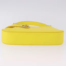 Salvatore Ferragamo Gancini Hand Bag Patent leather Yellow Gold Auth am12197M-5