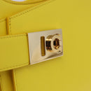 Salvatore Ferragamo Gancini Hand Bag Patent leather Yellow Gold Auth am12197M-18