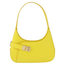 Salvatore Ferragamo Gancini Hand Bag Patent leather Yellow Gold Auth am12197M-13