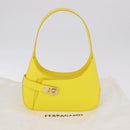 Salvatore Ferragamo Gancini Hand Bag Patent leather Yellow Gold Auth am12197M-12