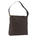 CELINE Macadam Canvas Circle Shoulder Bag PVC Black Gold Auth am12198V-1