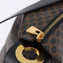 CELINE Macadam Canvas Circle Shoulder Bag PVC Black Gold Auth am12198V-15