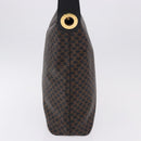CELINE Macadam Canvas Circle Shoulder Bag PVC Black Gold Auth am12198V-5
