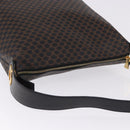 CELINE Macadam Canvas Circle Shoulder Bag PVC Black Gold Auth am12198V-6