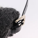 FENDI Mamma Baguette Shoulder Bag Wool Gray Silver Auth am12200SAM-15