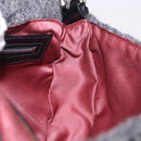 FENDI Mamma Baguette Shoulder Bag Wool Gray Silver Auth am12200SAM-21