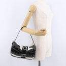 FENDI Mamma Baguette Shoulder Bag Wool Gray Silver Auth am12200SAM-25