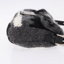 FENDI Mamma Baguette Shoulder Bag Wool Gray Silver Auth am12200SAM-4