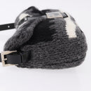 FENDI Mamma Baguette Shoulder Bag Wool Gray Silver Auth am12200SAM-5