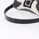 FENDI Mamma Baguette Shoulder Bag Wool Gray Silver Auth am12200SAM-7