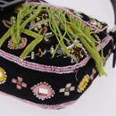 FENDI Beads Fringe Mamma Baguette Bag Canvas Multicolor Silver Auth am12201SAM-11