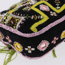 FENDI Beads Fringe Mamma Baguette Bag Canvas Multicolor Silver Auth am12201SAM-12
