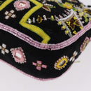 FENDI Beads Fringe Mamma Baguette Bag Canvas Multicolor Silver Auth am12201SAM-13