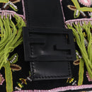 FENDI Beads Fringe Mamma Baguette Bag Canvas Multicolor Silver Auth am12201SAM-14