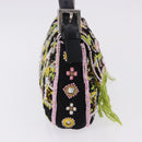 FENDI Beads Fringe Mamma Baguette Bag Canvas Multicolor Silver Auth am12201SAM-5